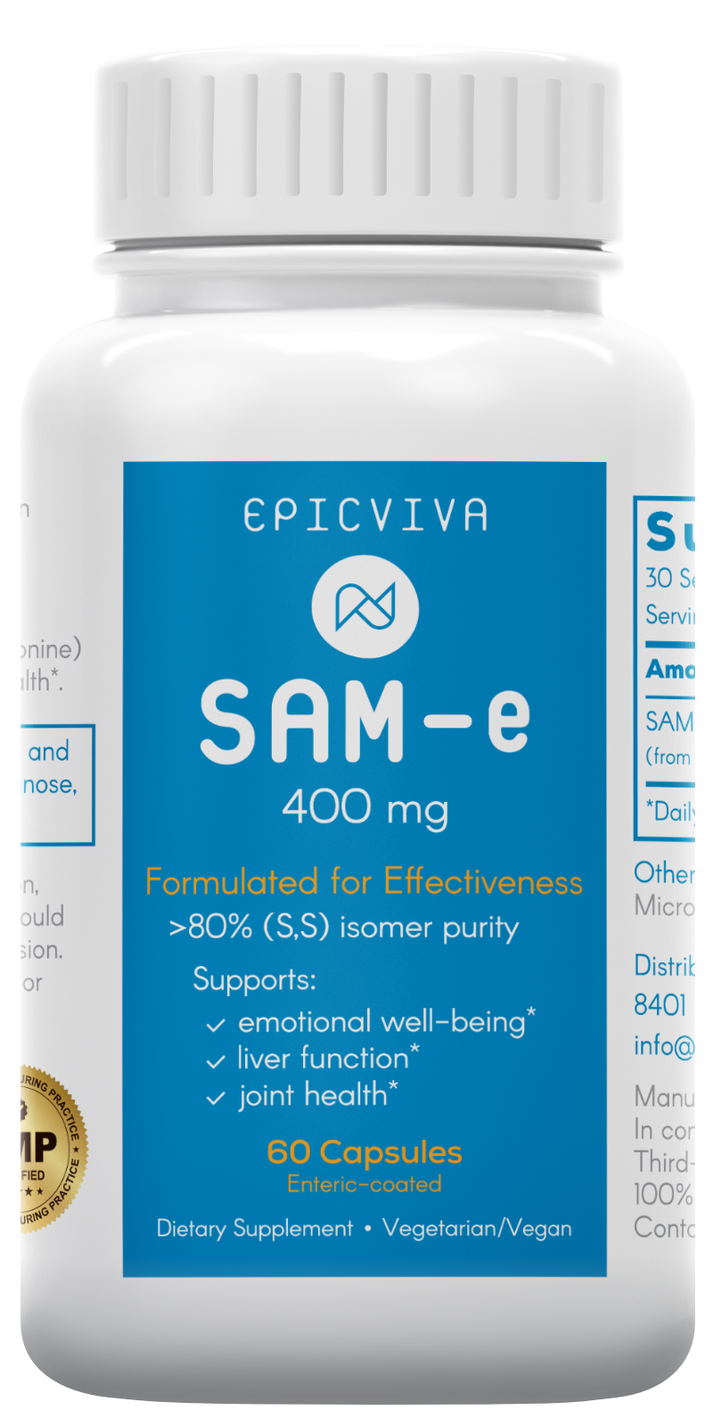 Epicviva SAM-e 400 mg supplement bottle